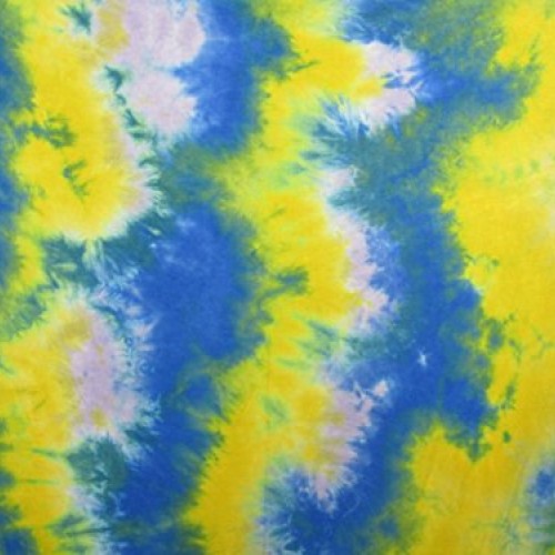 Tie Dye Fabric, Rayon Stretch Jersey Knit Blue Yellow Together Col...