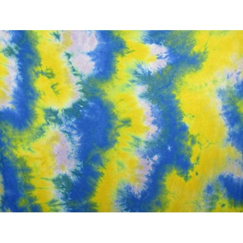 Tie Dye Fabric, Rayon Stretch Jersey Knit Blue Yellow Together Col...