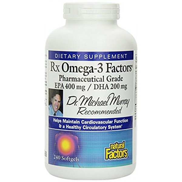 Natural Factors - RxOmega-3 EPA 400mg/DHA 200mg, Pharmaceutical Gr...