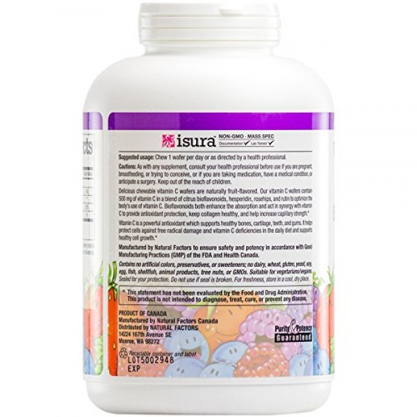 Natural Factors - Vitamin C 500mg, 100% Natural Fruit Chew, Bluebe...