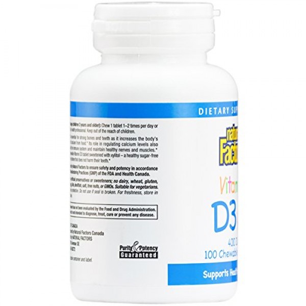 Natural Factors - Vitamin D3 400 IU, Supports Healthy Bones, 100 C...