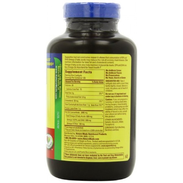 Nature Made Fish Oil 1000 mg w. Omega-3 300 mg Softgels 250 Count ...
