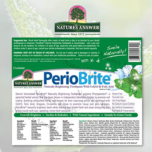 Natures Answer Periobrite Natural Toothpaste, Cool Mint, 4 Ounce,...