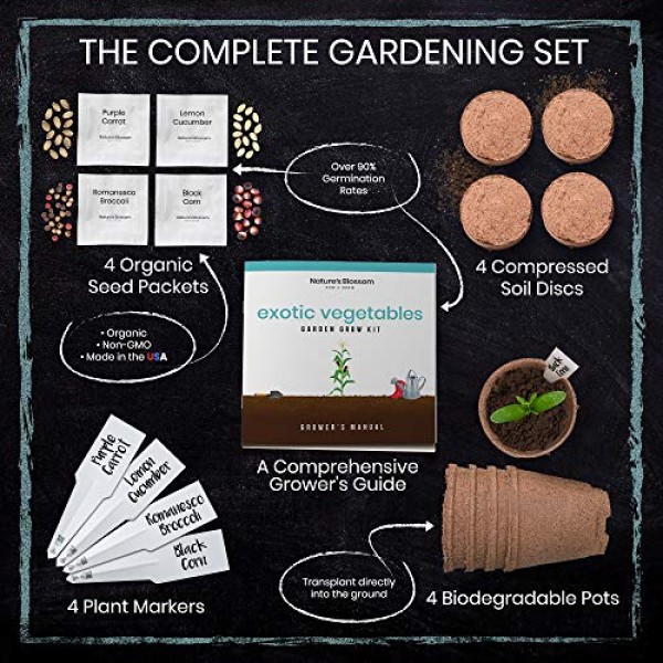 Natures Blossom Exotic Vegetables Growing Kit. 4 Unique Plants To...