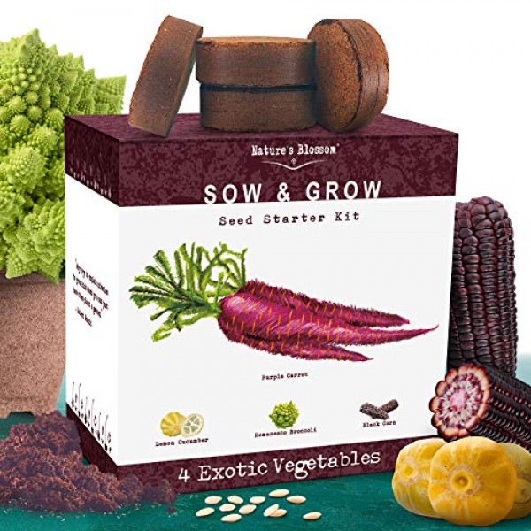 Natures Blossom Exotic Vegetables Growing Kit. 4 Unique Plants To...