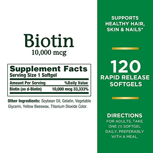 Nature’s Bounty Biotin, Supports Healthy Hair, Skin and Nails, 10,...