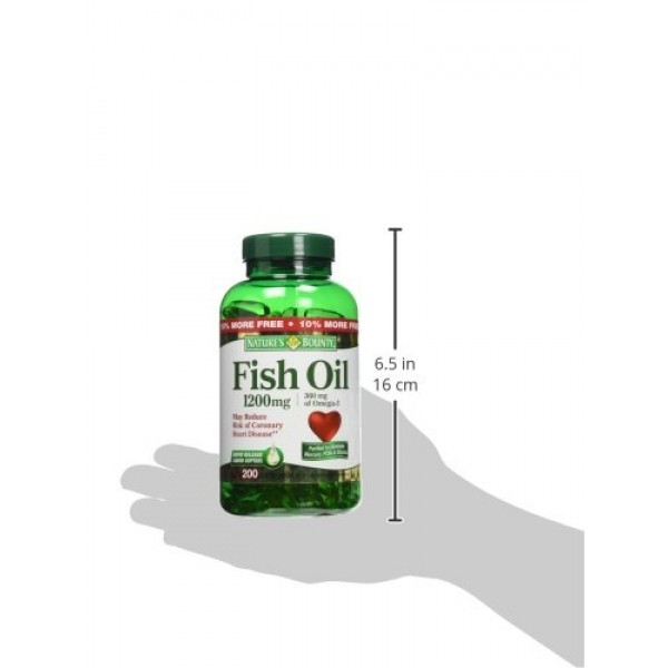 Natures Bounty Fish Oil, 1200 mg Omega-3, 200 Rapid Release Softg...