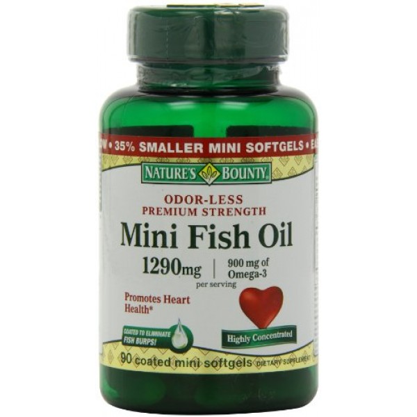 Natures Bounty Fish Oil 1290 mg, 90 Mini Odorless Softgels