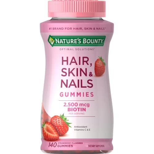 Natures Bounty Hair, Skin & Nails with Biotin, Strawberry Gummies...