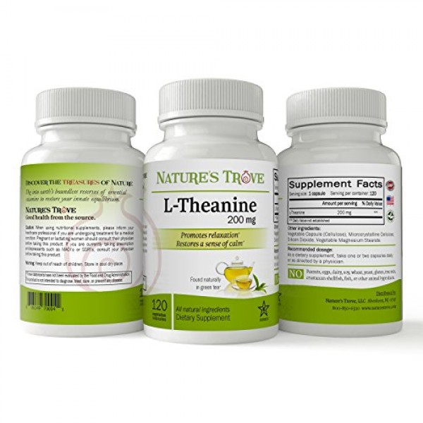 L-Theanine 200mg by Natures Trove - 120 Vegetarian Capsules