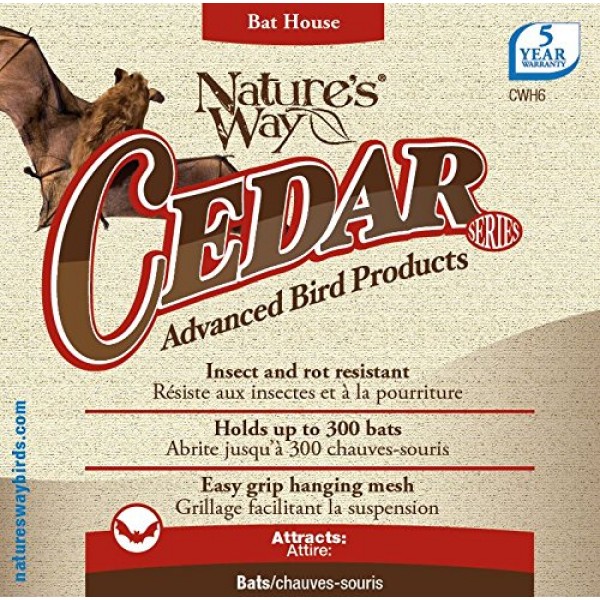 Natures Way Bird Products CWH6 Triple Chamber Cedar Bat House, 20...
