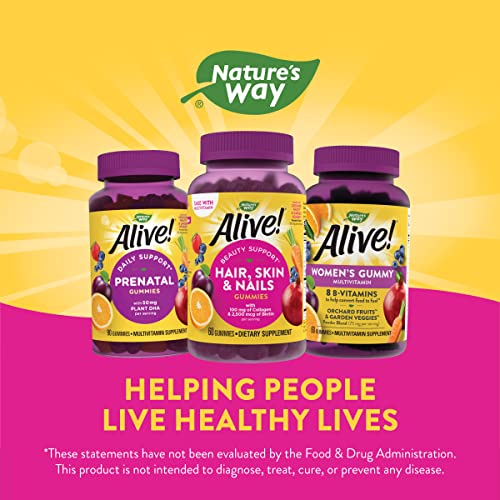 Natures Way Alive! Hair, Skin & Nails Gummies, with Biotin and Co...
