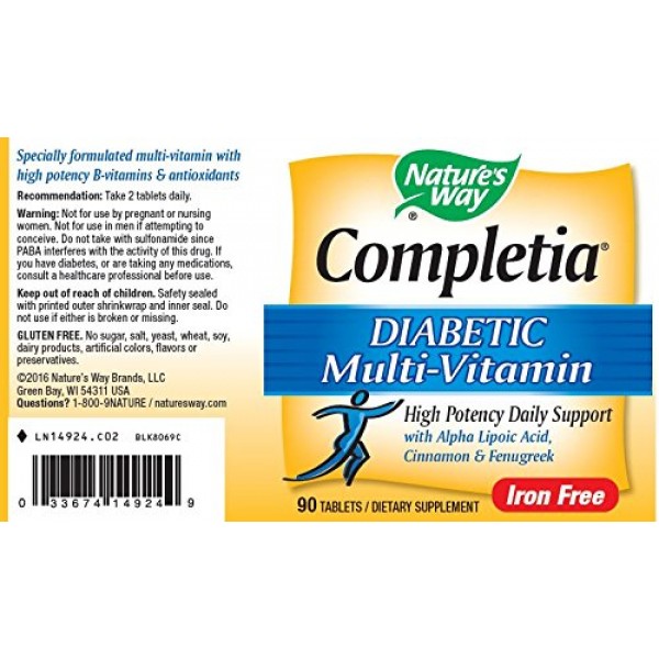 Natures Way Completia Diabetic Multivitamin iron-free, 90 Tablets