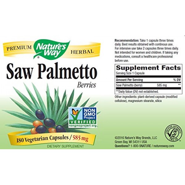 Natures Way Saw Palmetto Berries; 585 mg Saw Palmetto Berries per...