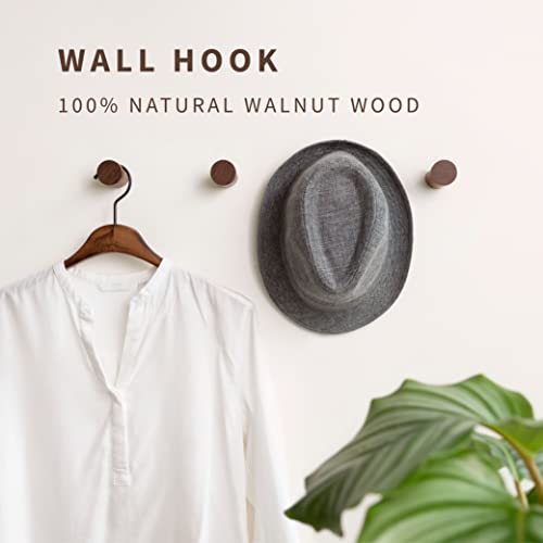 NAUMOO Natural Wooden Wall Hooks - Pack of 4 - Wall Mounted Modern...