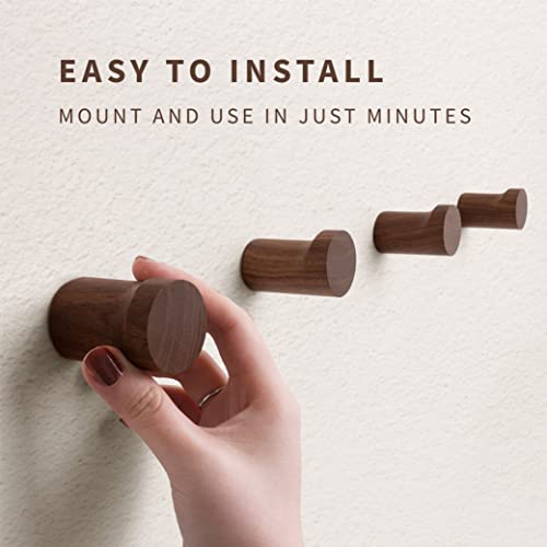NAUMOO Natural Wooden Wall Hooks - Pack of 4 - Wall Mounted Modern...