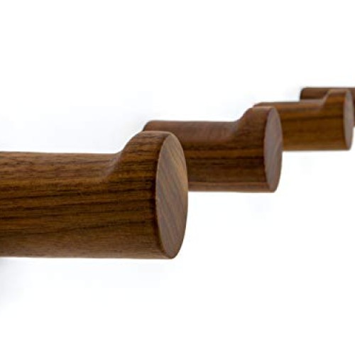 NAUMOO Natural Wooden Wall Hooks - Pack of 4 - Wall Mounted Modern...