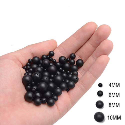 NCB Black Matte Onyx Beads 100pcs 8mm Round Gemstone Beads Spacer ...