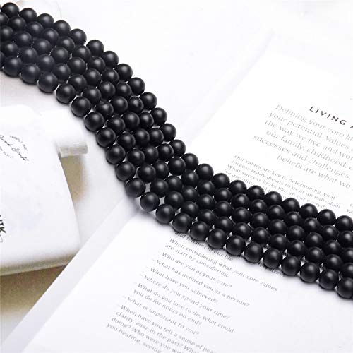 NCB Black Matte Onyx Beads 100pcs 8mm Round Gemstone Beads Spacer ...