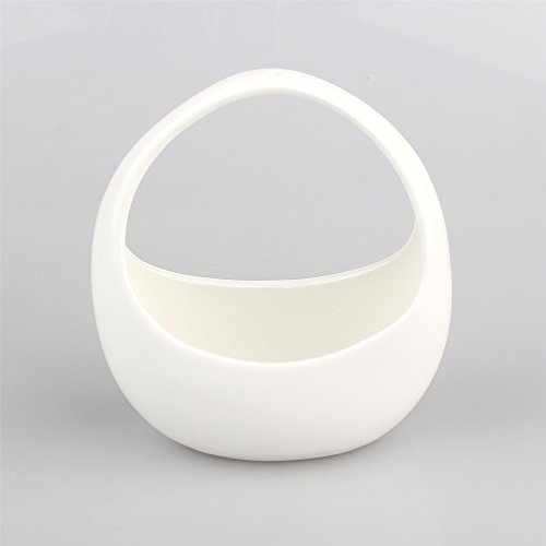 NCYP Round White Hanging Ceramic Planter Modern Vintage Indoor Out...