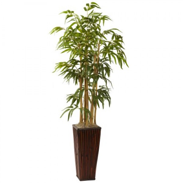 Nearly Natural 6737 4-Feet Bamboo with Decorative Planter, Green