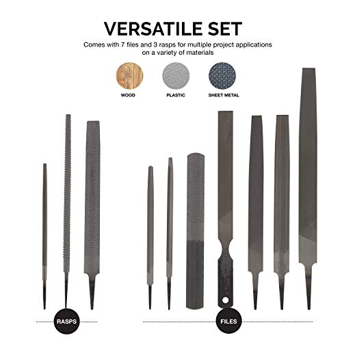 Neiko 00109A Heavy Duty File and Rasp Set, 12 Piece | PVC Handle