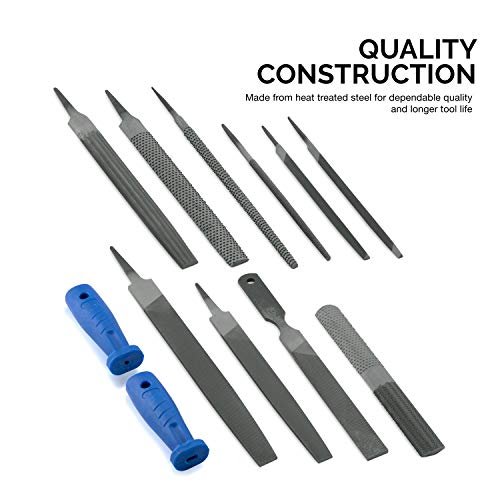 Neiko 00109A Heavy Duty File and Rasp Set, 12 Piece | PVC Handle
