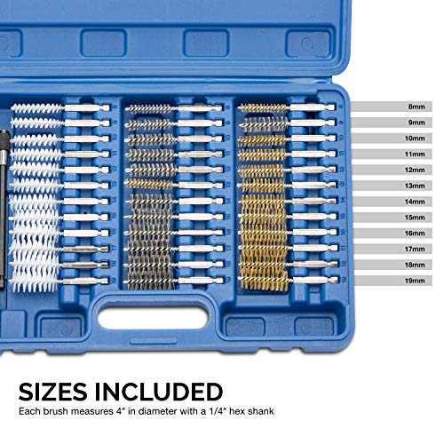 NEIKO 00325A Industrial Wire Brush Attachment Set 38 Piece 1/4 He...