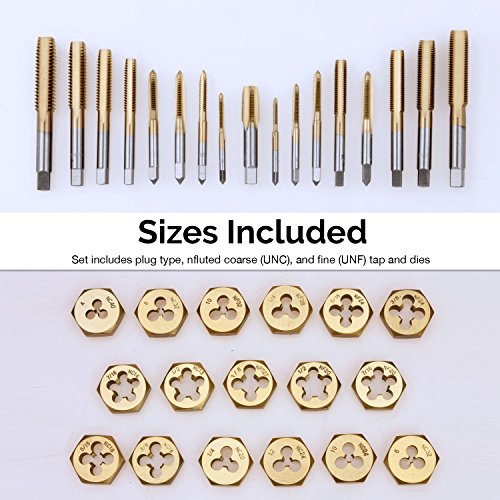 Neiko 00911A Tap and Die Set, Premium, SAE, Titanium Coated, 40-Piece