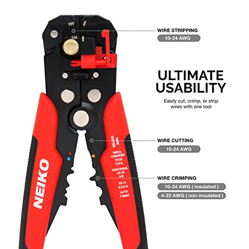 Neiko 01924A 3-in-1 Automatic Wire Stripper, Cutter and Crimping T...