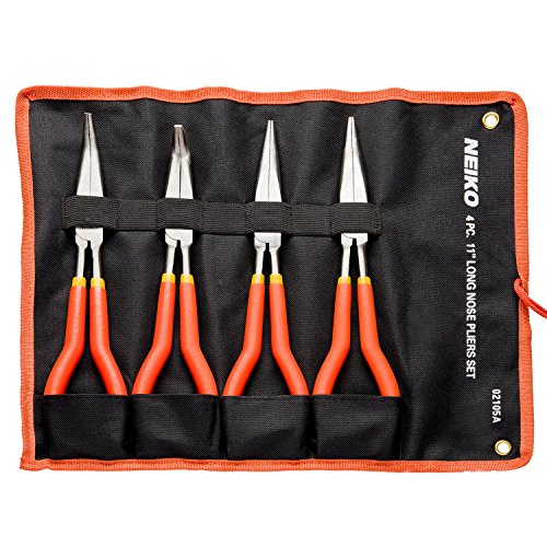 NEIKO 02105A Long Nose Plier | 4 Needle Nose Pliers Set | 11” Long...