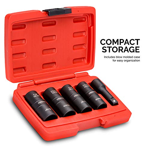Neiko 02282B 1/2 Drive Impact Flip Socket Set, 5 Piece Thin Wall ...