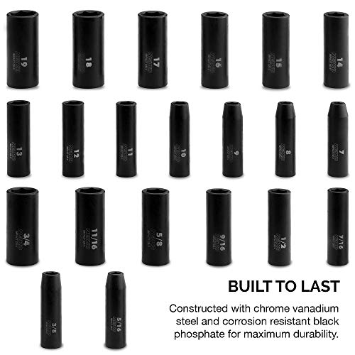 Neiko 02431A 3/8” Drive SAE and Metric Deep Impact Socket Set | 21...