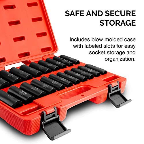 Neiko 02431A 3/8” Drive SAE and Metric Deep Impact Socket Set | 21...