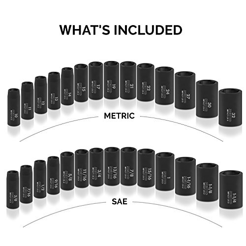 Neiko 02446A 1/2 Drive Master Impact Socket Set, 35 Piece Deep So...