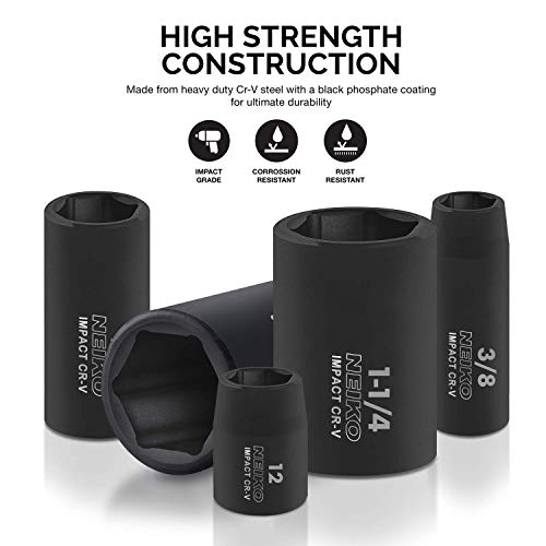 Neiko 02448A 1/2 Drive Master Impact Socket Set, 65Piece Deep & S...