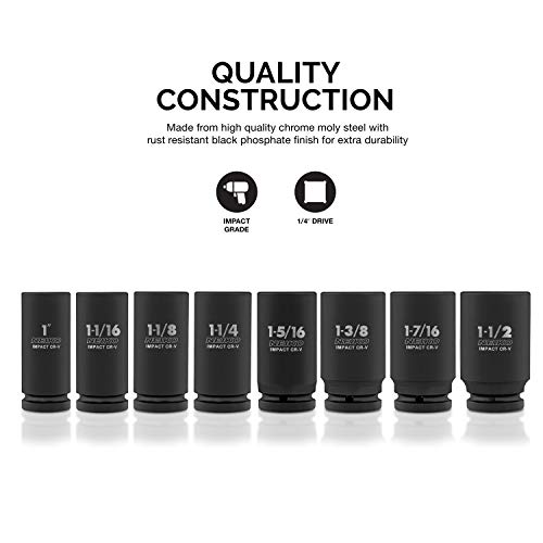Neiko 02461A 3/4 Drive Deep Impact Socket Set, 8 Piece Jumbo Asso...