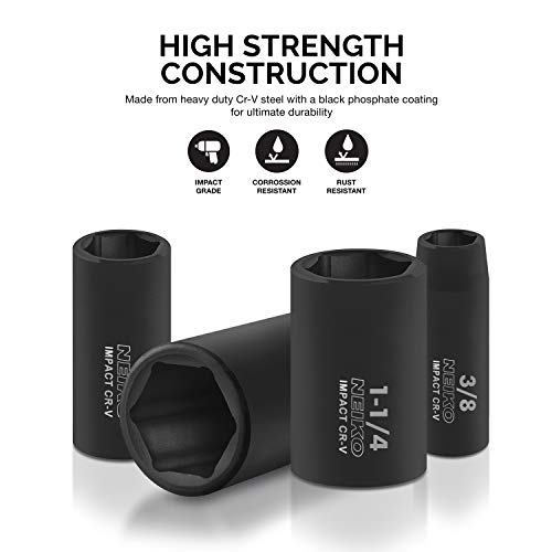 Neiko 02476A 1/2 Drive Deep Impact Socket Set, 14 Piece | 6 Point...