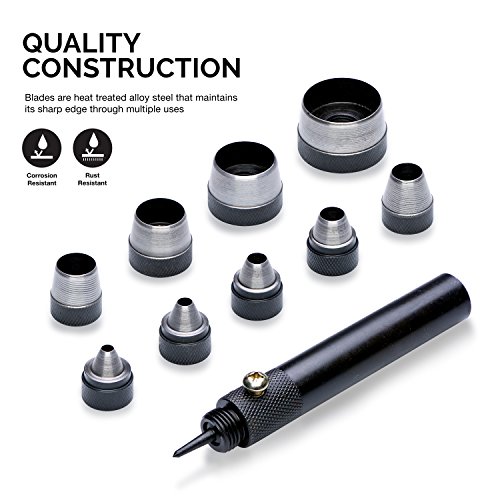 Neiko 02614A Interchangable Hollow Hole Punch Set with Handle, Hea...