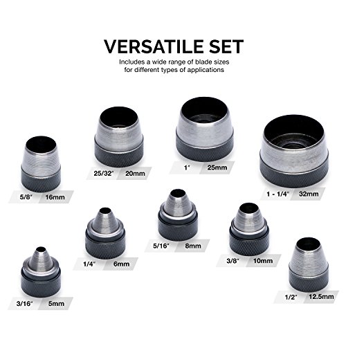 Neiko 02614A Interchangable Hollow Hole Punch Set with Handle, Hea...
