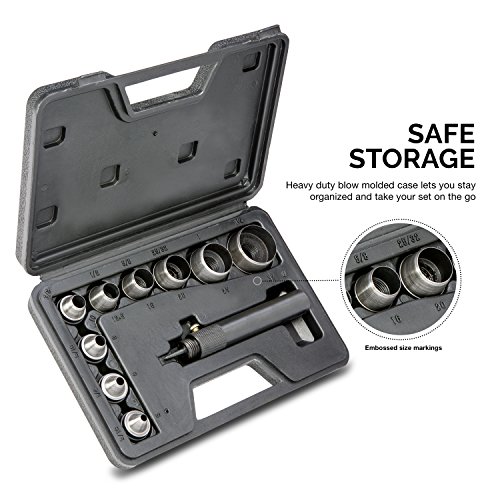 Neiko 02614A Interchangable Hollow Hole Punch Set with Handle, Hea...