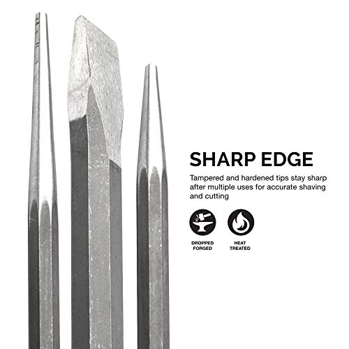 Neiko 02623A Heavy Duty Cold Chisel and Punch Set, 12 Piece, Carry...