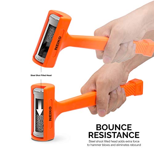 NEIKO 02849A 4 Lb Dead Blow Hammer, Neon Orange | Unibody Molded |...