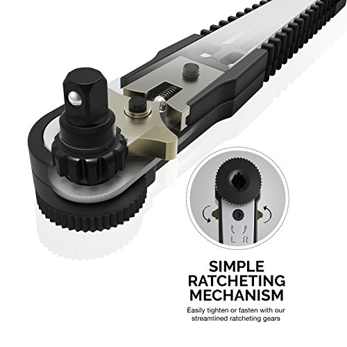 Neiko 03043A Right Angle 1/4-Inch Dual-Drive Head Mini Ratchet Wre...