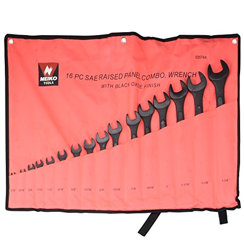 Neiko 03574A Jumbo Combination Wrench Set, 16 Piece | Raised Panel...
