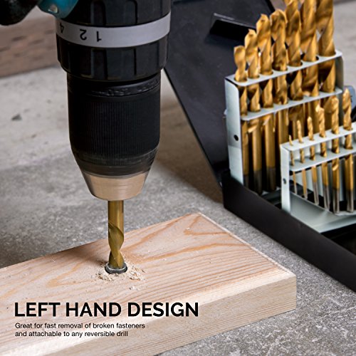 NEIKO 10037A Left Hand Drill Bit Set | 15 Piece | SAE 1/16 - 1/2...