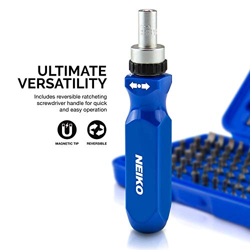 Neiko 10082A Security Bit Set with Ratcheting Screwdriver, Chrome ...