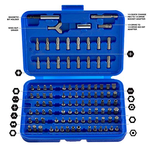 Neiko 10082A Security Bit Set with Ratcheting Screwdriver, Chrome ...