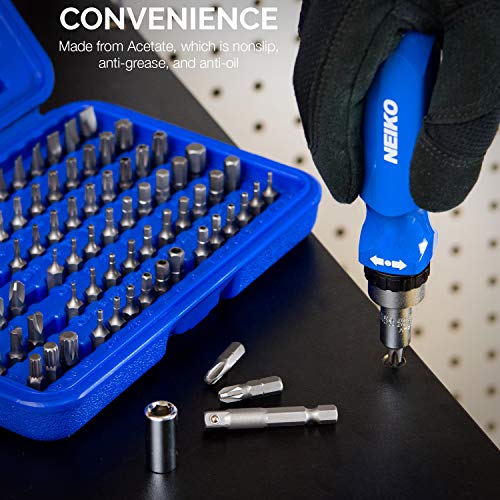 Neiko 10082A Security Bit Set with Ratcheting Screwdriver, Chrome ...