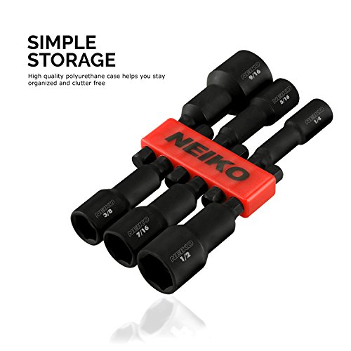 Neiko 10190A Impact Ready Magnetic Nut Driver Bit Set, 6Piece CR-V...